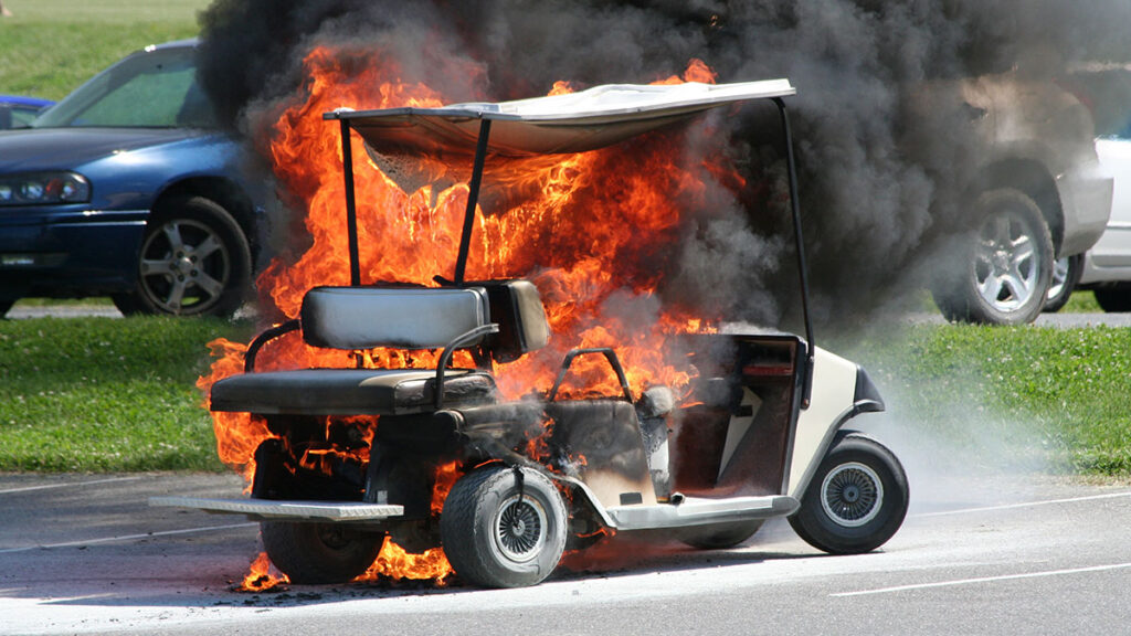 what causes a golf cart battery to explode