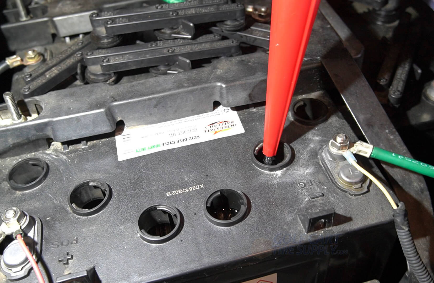 What kind of water do you add to golf cart batteries