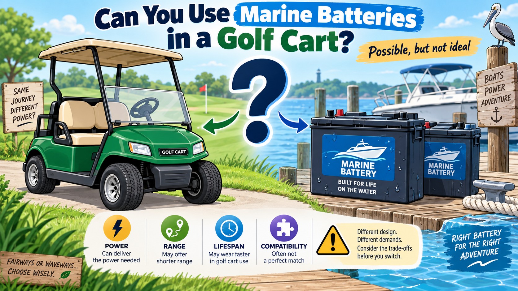 can you use marine batteries in a golf cart