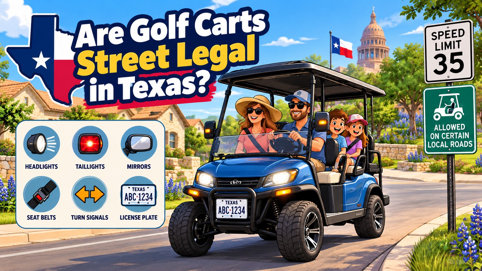 are golf carts street legal in texas