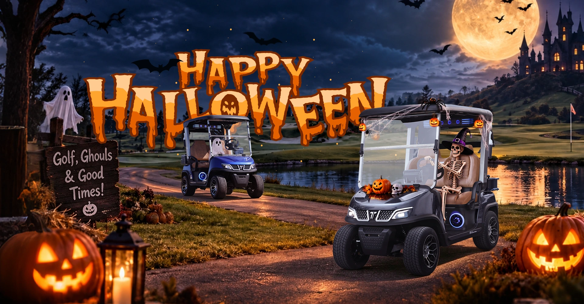 how to decorate a golf cart for halloween